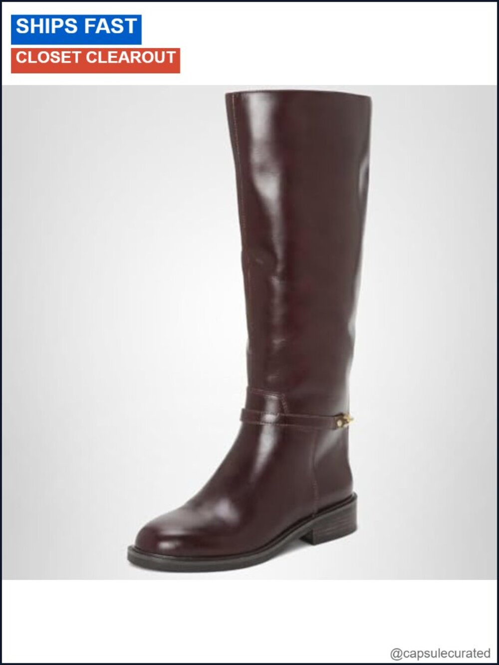 Wide Calf Knee High Riding Boots Leather Almond Toe Zip Closure Women's